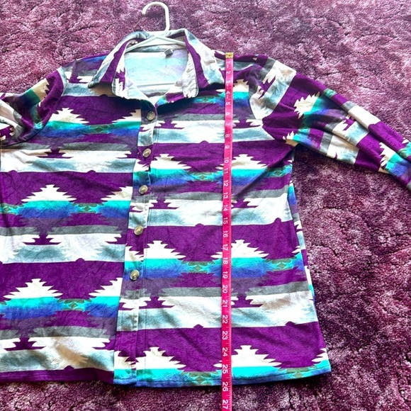 Misslook Multicolor Patterned Button-Up Shirt size L - Picture 6 of 6